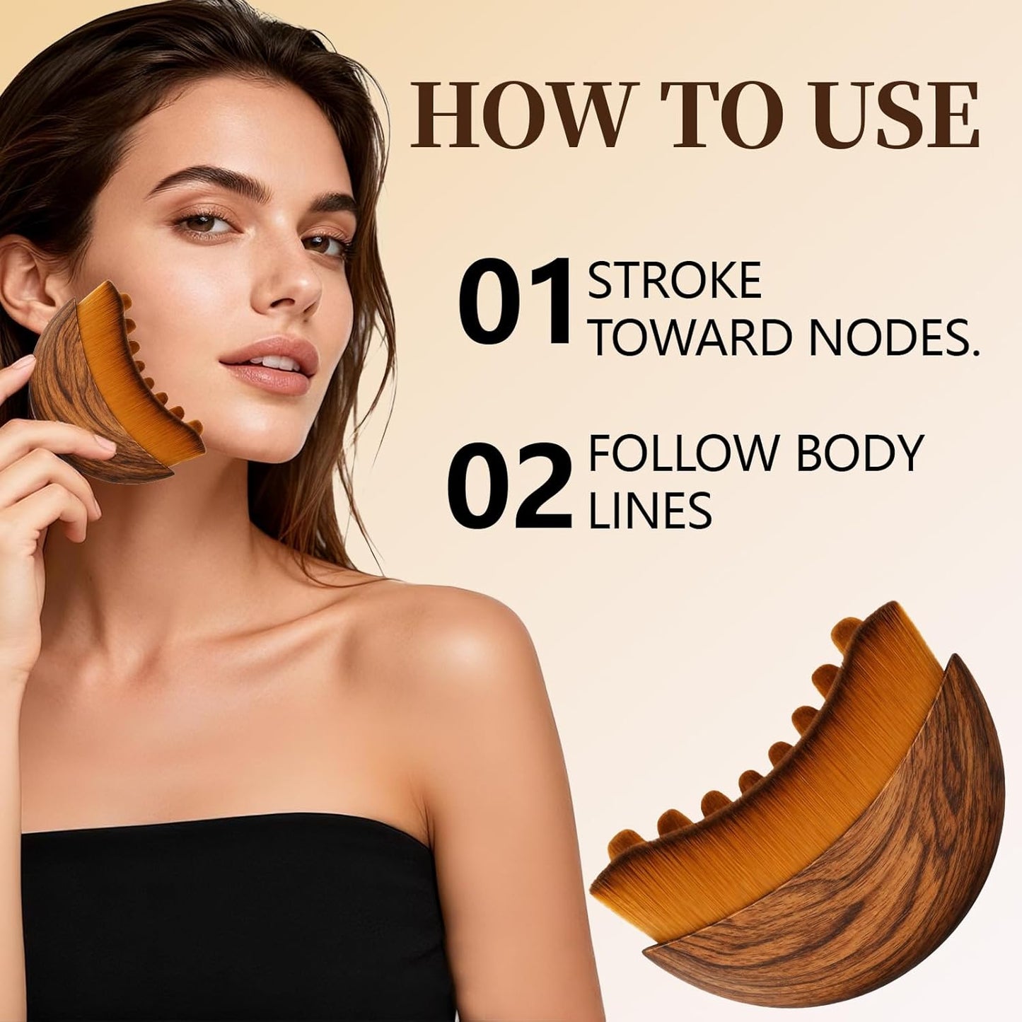 Lymphatic Contour Face Brush - Facial Massage Tool for Lymphatic Drainage, Contouring & Relaxation | Gentle Gua Sha Brush & Skin Care Tools for Daily Routine（2 PCS）